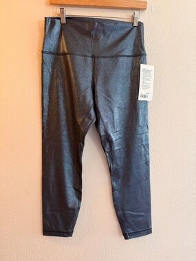 Lululemon Athletica Metallic Align Ribbed Black Leggings NWT 12
